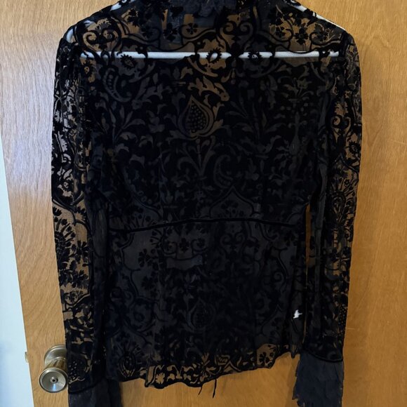Women's Vintage Express Velvet and Lace Tie Front Shirt Blouse Size 7/8 Stunning - Picture 5 of 9